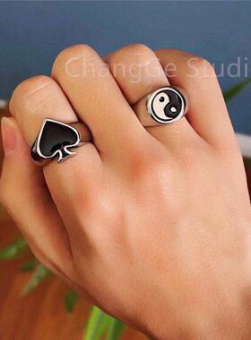 ChangGe Studio 戒指男潮个性单身戒简约嘻哈食指指环太八卦戒日