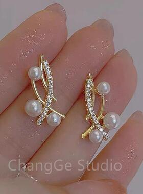 ChangGe Studio 法式复古高级轻奢珍珠耳钉女气质百搭小众设计感