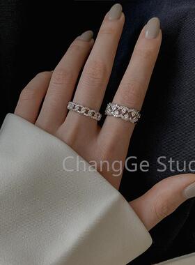 ChangGe Studio 欧美满钻戒指轻奢小众感食指戒女时尚个性网红气