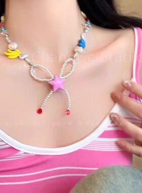 ChangGe Studio 多巴胺彩色串珠星星项链米珠蝴蝶结项饰可爱香蕉