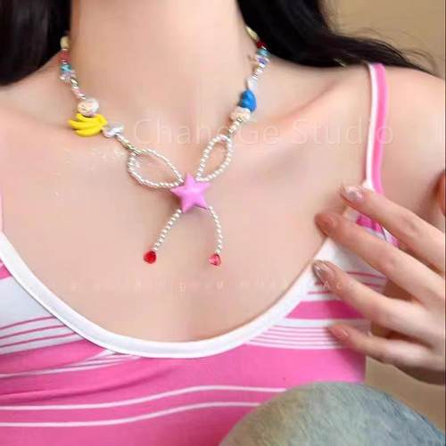 ChangGe Studio 多巴胺彩色串珠星星项链米珠蝴蝶结项饰可爱香蕉