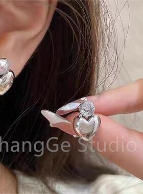 ChangGe Studio 小众高级钻爱心耳钉女ins潮轻奢百搭气质时尚设计