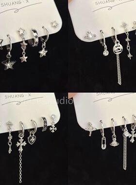 ChangGe Studio 六只装复古欧美十字架星星耳扣套装女小众设计感