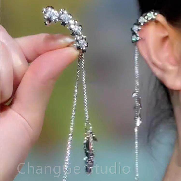 ChangGe Studio 繁花锦簇~花朵流苏耳骨夹无耳洞耳夹女个性百搭小