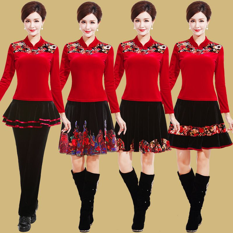 艳王金丝绒广场舞服装新
