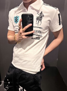 「Ueshima」F1赛车美式POLO衫透气修身印花短袖男宽松休闲短袖T恤