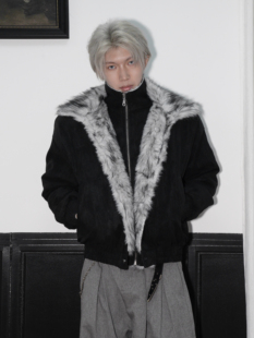 「Ueshima」*二代狼王座山雕*双层毛绒立领加厚棉服夹克外套男潮