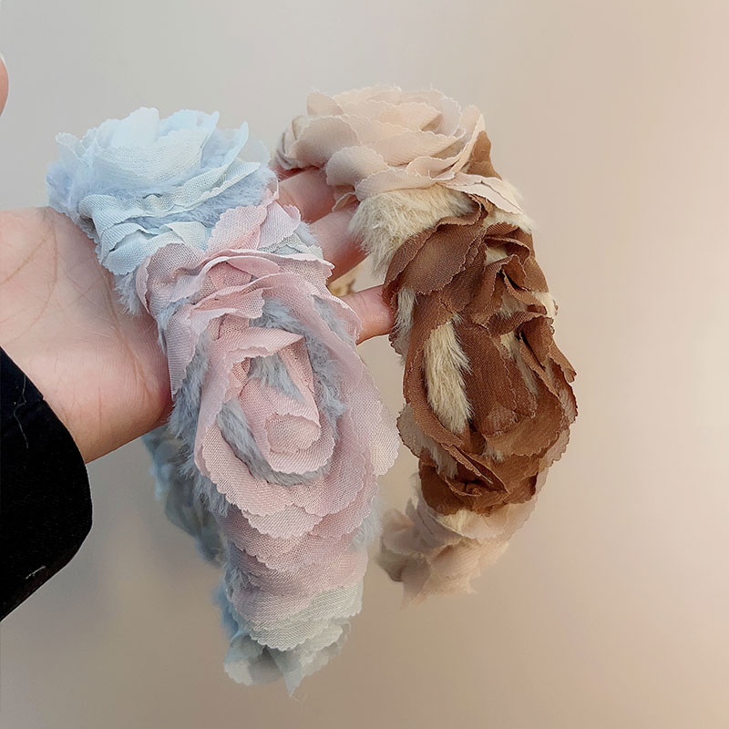 毛晓彤同款发箍森系甜美毛绒花朵