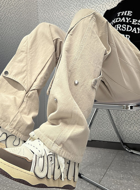 高街美式伐木工装裤男款潮流休闲裤春秋季大码直筒宽松阔腿裤