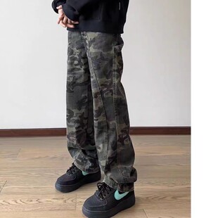 FYXG 裤 KXS500 做旧中腰拉链直筒阔腿工装 美式