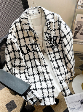 春秋季新款格子夹克士港风宽松百搭衬衣青少年帅气时尚薄款外套