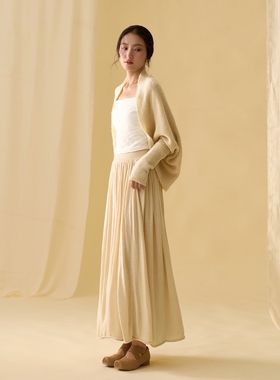 云知高级感外披长袖上衣套装秋冬时尚女装韩系慵懒风针织开衫毛衣