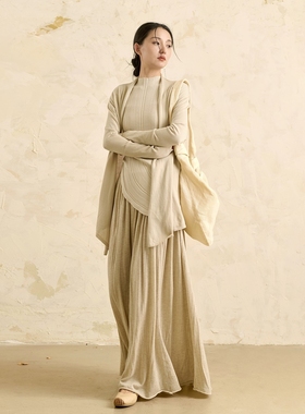 云知半高领毛针织衫女士圆领套头打底衫韩系外披秋季修身无袖上衣