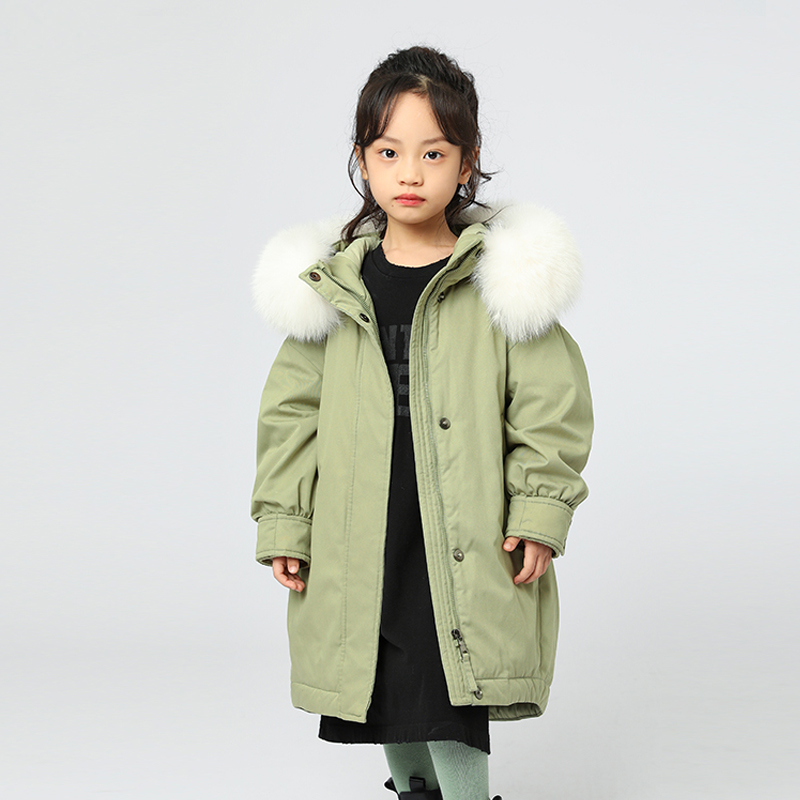 中长款加厚女童羽绒服大毛领