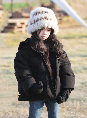 女童羽绒服短款加厚2024冬季新款儿童羽绒服中大童装[送手套23170