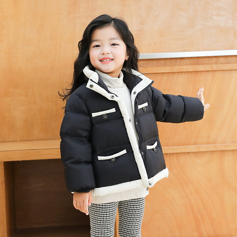 heyonwye女童羽绒服短款2024冬季新款小香风宝宝小童装1-3-6-8岁