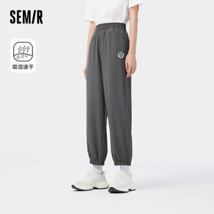 女速干弹力八分裤 森马休闲裤 2023夏季 新款 潮 宽松慢跑裤 商场同款