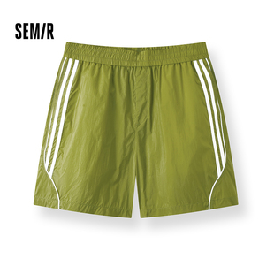 男夏季 防晒凉感宽松直筒裤 跑道条装 2026新款 饰运动短裤 森马休闲裤