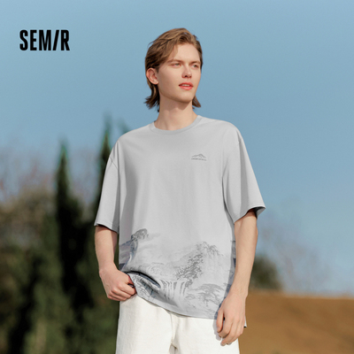 森马精致绣花潮流国风短袖T恤男