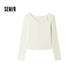 上衣春夏可外穿 显瘦内搭纯色百搭优雅V领长袖 森马打底衫 女士修身