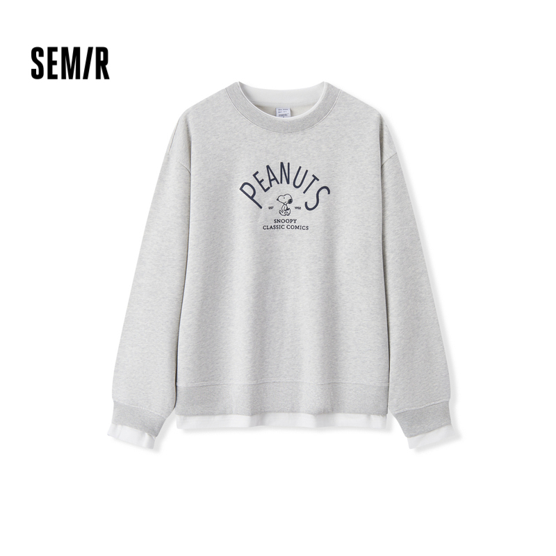 史努比系列森马假两件抓绒卫衣女