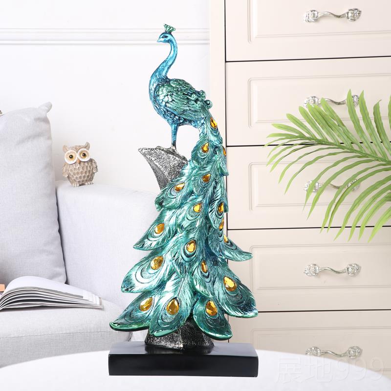 高档创意情侣孔雀树脂家居装结饰摆件欧式橱客厅电视柜柜酒柜婚品