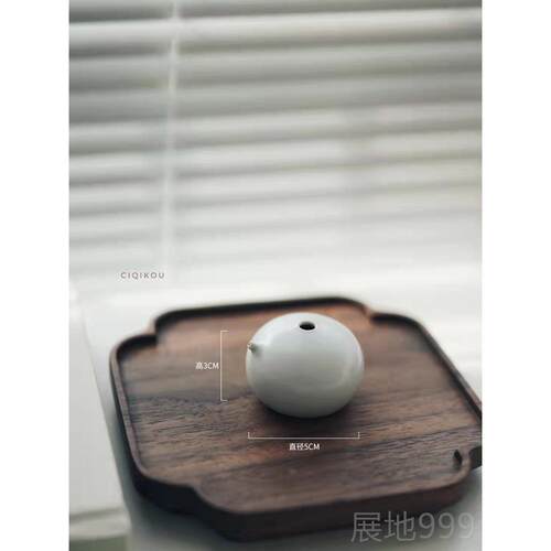 高档器口瓷-纯手工霁蓝釉水滴 砚滴 水注 文房雅 书法画用具玩国