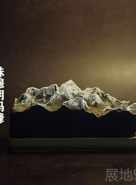 高档冬官手作 水泥石膏山车载扩石摆件薰雪珠穆朗玛峰香模香型饰