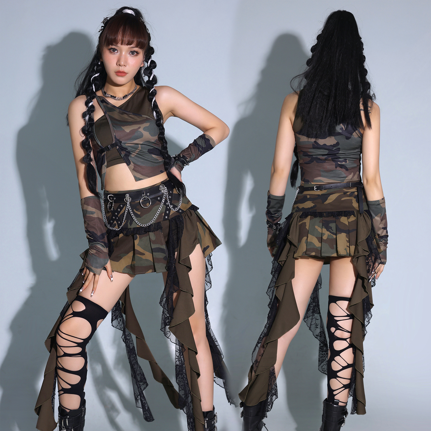 国庆迷彩军装2025新款DS演出服装女团kpop打歌服酒吧GOGO跳舞套装