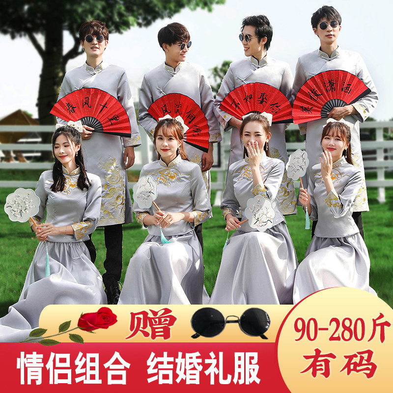 姐妹团仙气质风大码胖mm伴娘服