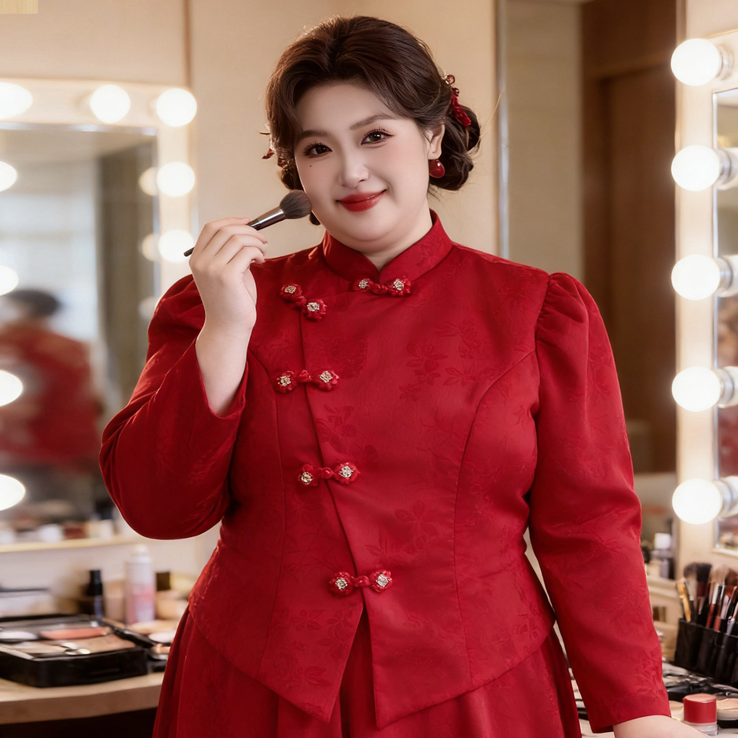 敬酒服新娘中式红色订婚礼服裙图片