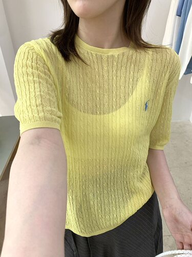 和纸纱薄款2026夏季新款麻花纹女款短袖针织衫T恤轻薄透气百搭