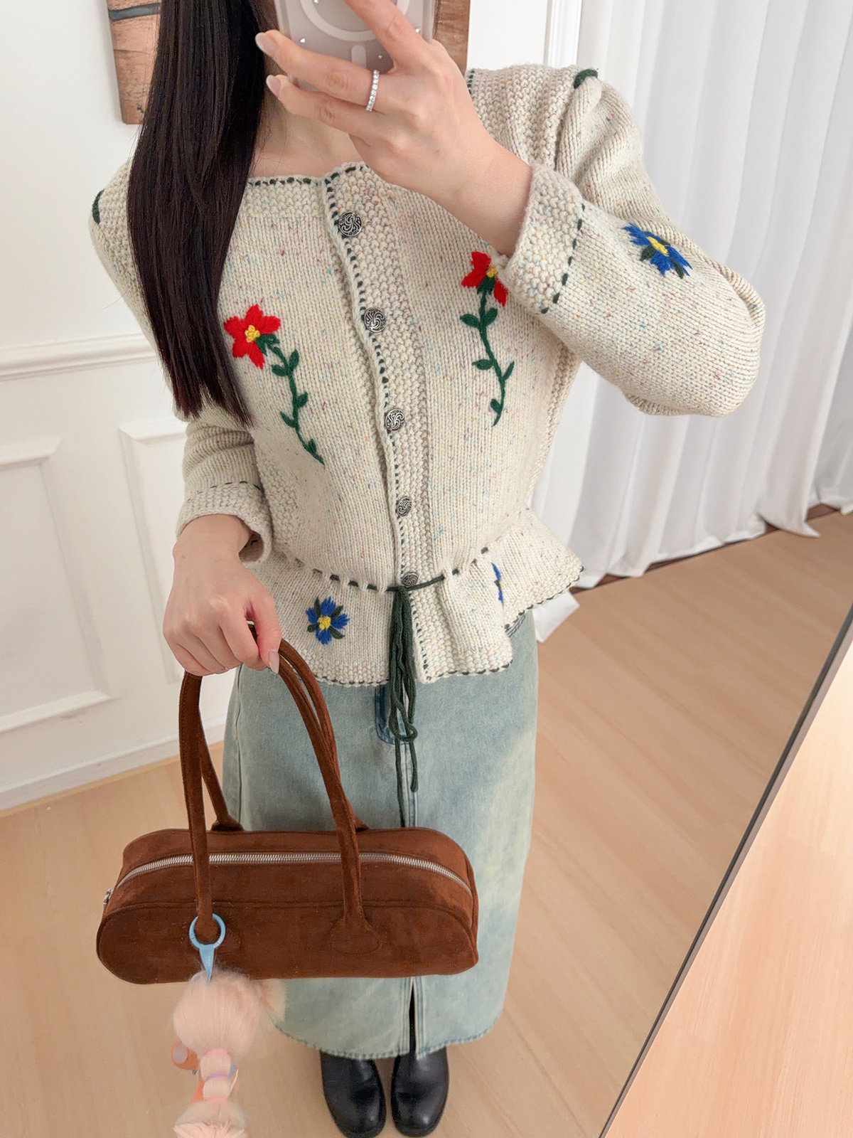 2026新款小香风软糯针织衫上衣羊毛女款淑女蕾丝花边中古风开衫