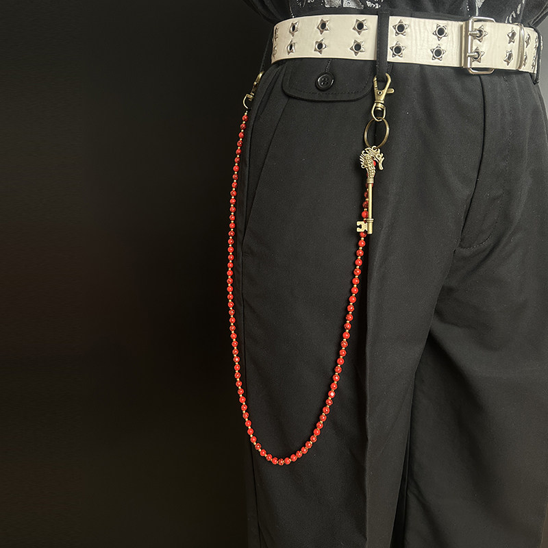 刺雾征途FogPierceX小红松石6mm男裤链老钱风金属配饰做旧腰链