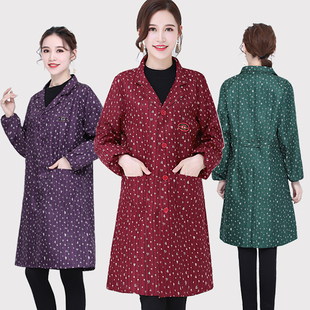 工作服罩衣女防尘工厂汽修搬运耐磨劳保服 蓝大褂长袖 新款 福字女式