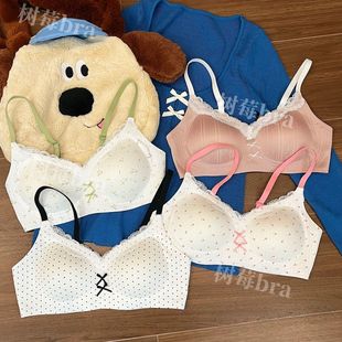 美到心尖尖碎花波点奶皮内衣少女士小胸聚拢显大舒适无痕显圆袜子