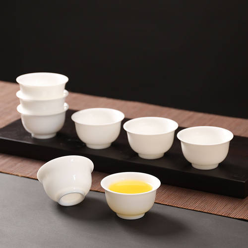 羊脂玉白瓷主人杯品茗杯单个茶盏家用陶瓷待客喝茶专用功夫小茶杯
