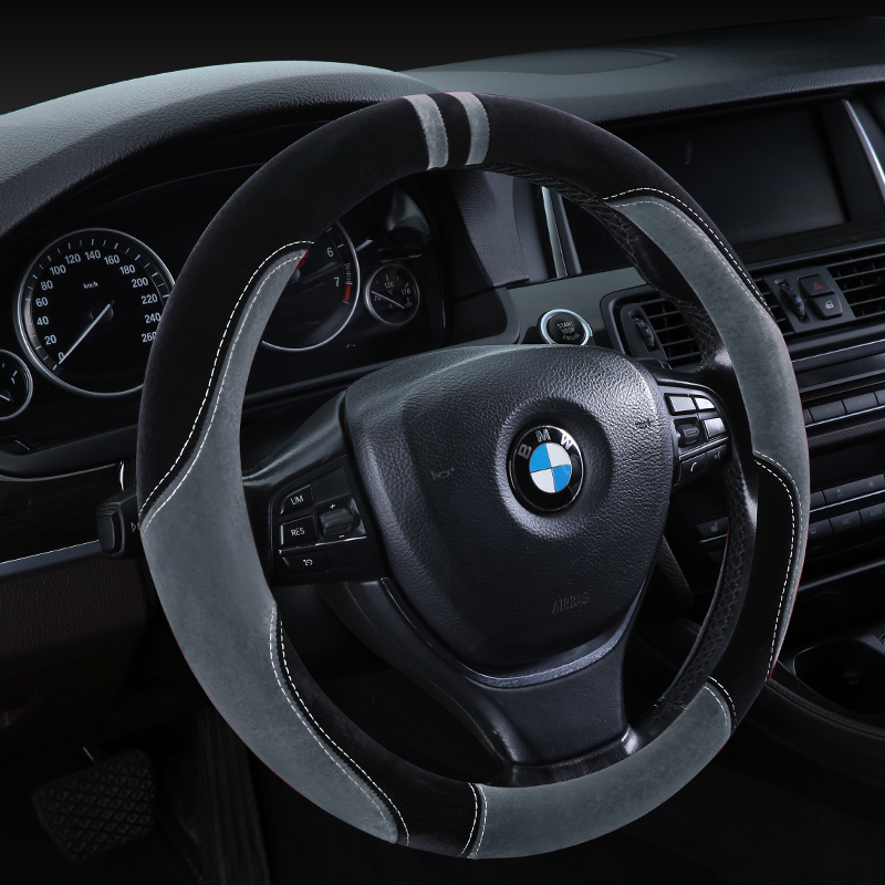 汽车方向盘套女男通用冬季保暖短毛绒防滑吸汗把套宝马凯美瑞大众