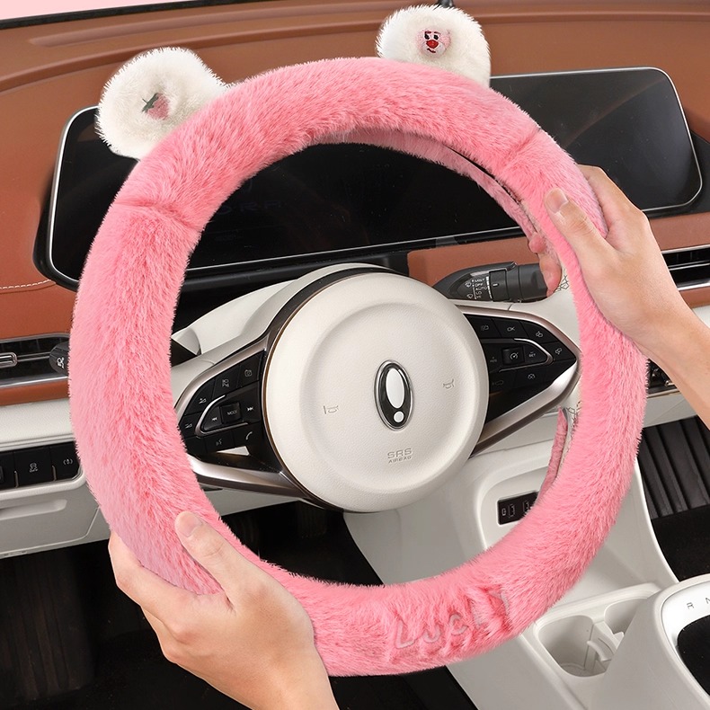 2025新款方向盘把套防滑吸汗毛绒保暖冬季可爱耳朵女士高级感通用