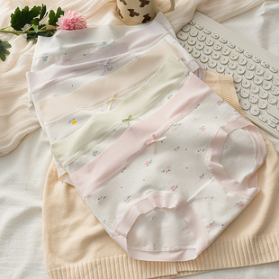 2025新款少女内裤纯棉100%全棉抑菌裆无痕中腰甜美碎花女生三角裤
