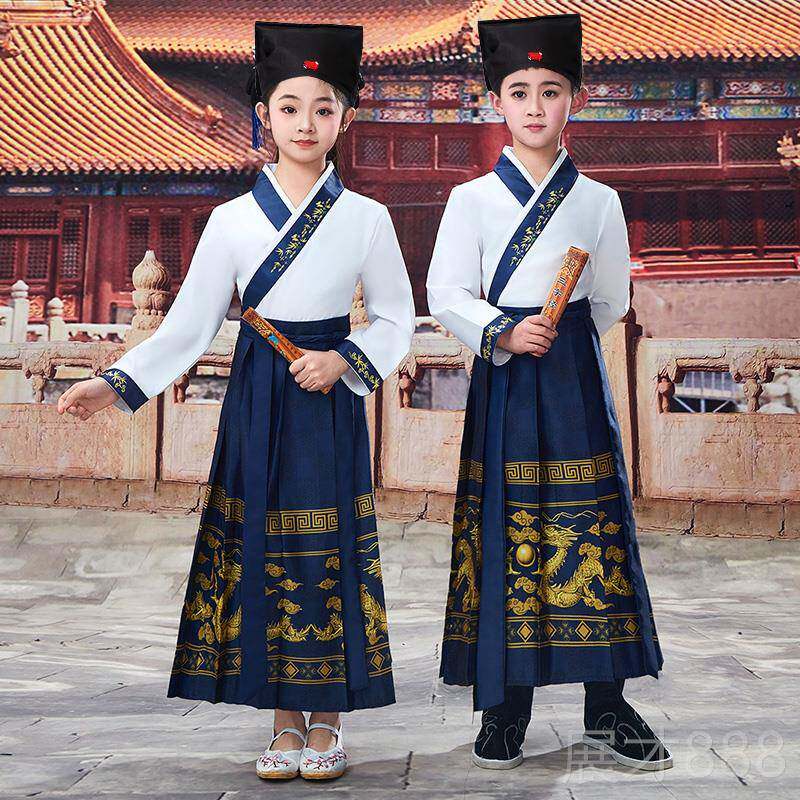 正品儿古国装男童学服中国风三字经汉童服儿童演生出服小学朗诵服