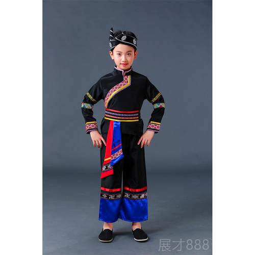 正品儿童壮族舞蹈演服男童山彝出族表演服云芦南苗族土家族凉男孩