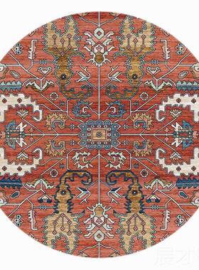 正品圆形毯/美式n复古民风客厅茶几卧室床边地is吊族篮衣帽间转椅