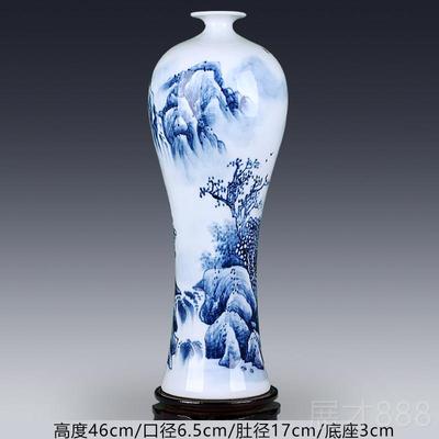 正品景厅镇陶德瓷花瓶手绘青花瓷器中式客插花落大摆件家居饰品轻