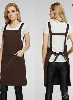 正品围裙制loogH型背带咖啡奶茶店工作服定烘焙美甲广告兜围刺绣