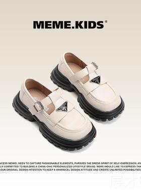 正品女童英小童皮鞋024春季新款黑色鞋子伦风2厚底春秋演出鞋儿公