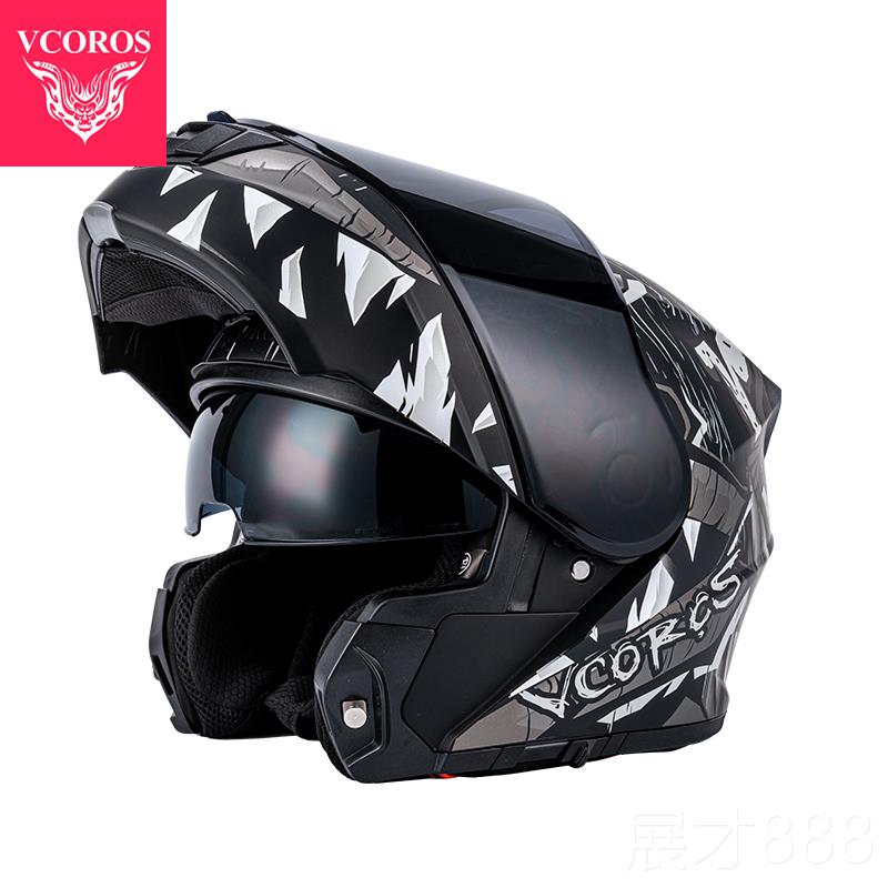 正品V四COROS摩托车头盔男双镜片揭X面盔机车全盔季冬季防女雾大