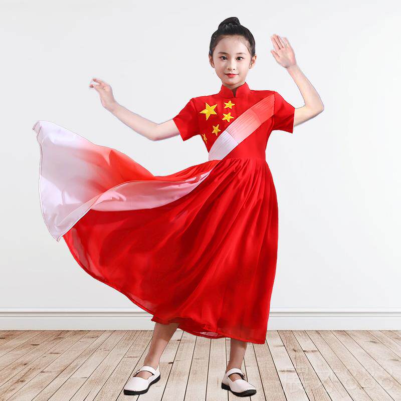 正品元旦童合唱演出大服装女男童中国风初中儿生小学生红歌会朗诵
