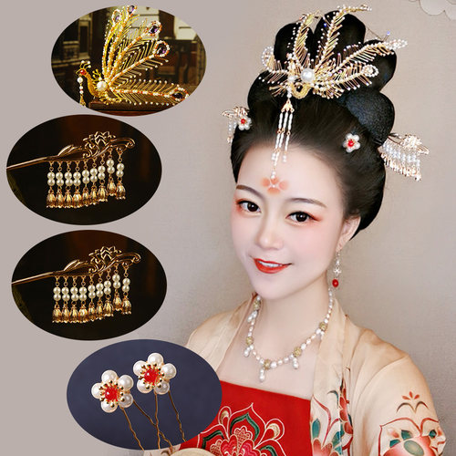 凤冠头饰金丝步摇发簪古风汉服