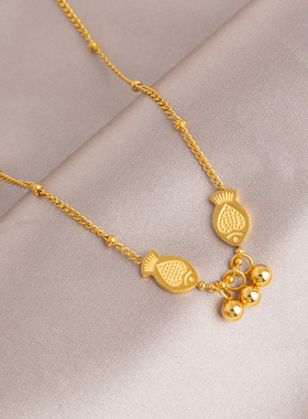 钛钢双鱼项链女2024年新款潮高级感不掉色小众设计冷淡风锁骨链